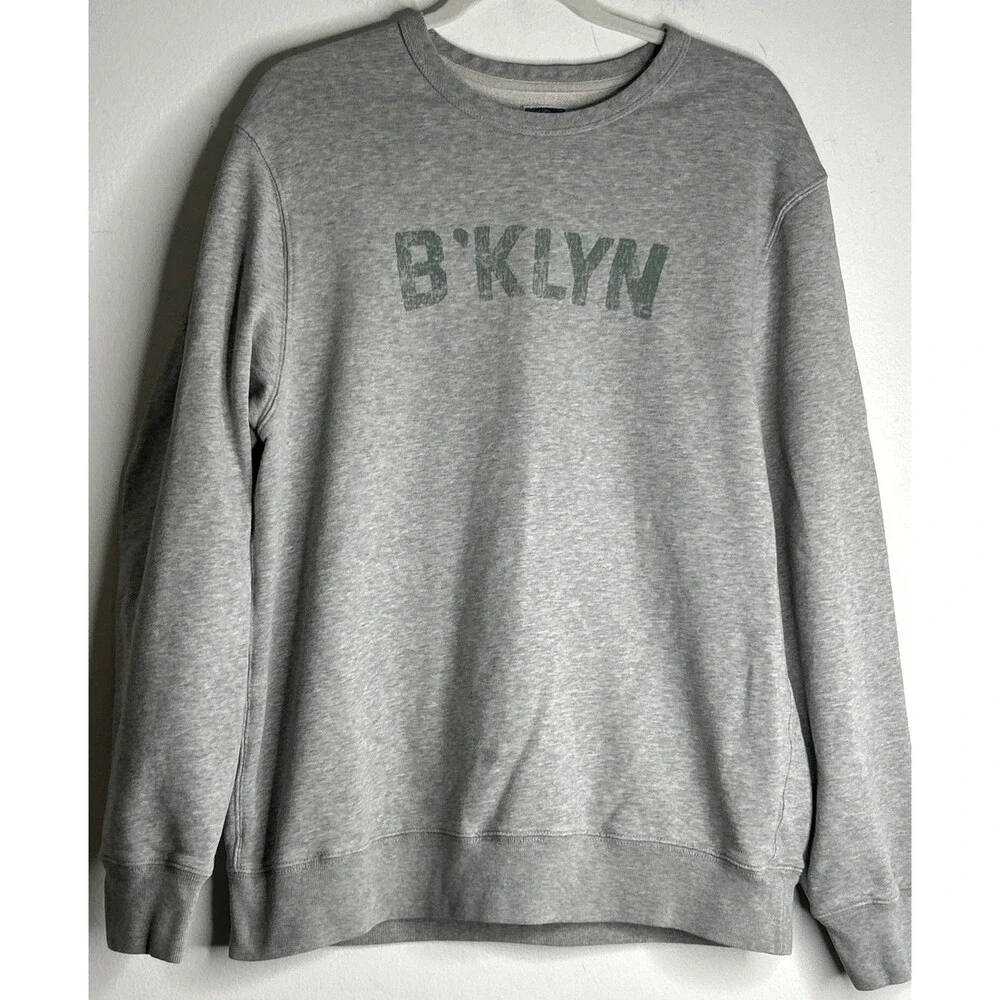 J.Crew B'klyn Crew Neck Sweatshirt Graphic Gray Green Fall 2019 Cursive Label
